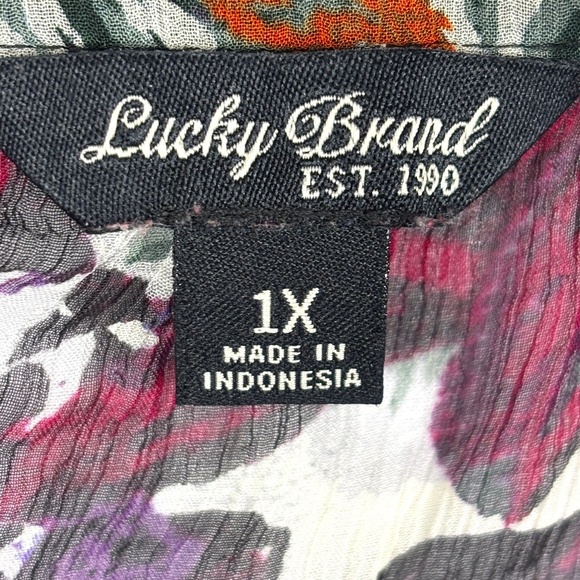 Lucky Brand Women Long Sleeve Tunic Blouse 1X Boho Peasant Festival Fairy Forest - Picture 6 of 11